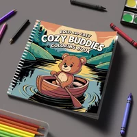 Coloring Book Cozy Buddies for Adult Colouring Book, Birthday Day Gift, Back to School Supplies, Adults Cute Drawing Book