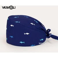 Shark printing Men's surgical cap Pet hospital clinic vet Medical Dentist Scrubs hats Lab surgeon hat nurse Scrubs Caps