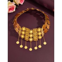 Gold-Plated Belt Embellished Tassel Middle Eastern Long Dress for Parties And Events Elegant Daily Wear for Women