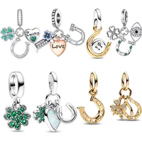 925 Sterling Silver Horseshoe Dangle Charms Beads Fit Original Bracelet Bag Keychain Charms Beads Pendant Diy Women Jewelry Gift