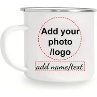 Personalized Photo/Logo Enamel Mug - Mini 11oz Enamel Coffee Mug - Outdoor Camping Travel Mug