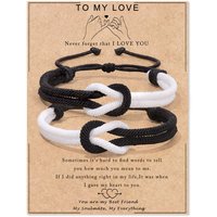 Couple Concentric Knot Rope Bracelets For Women Men White Black Rope Braided Bracelet To My Love Anniversary Valentines Day Gift