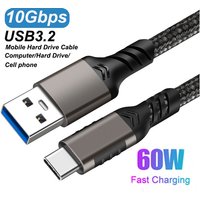 Câble USB3.2 Gen2 10Gbps câble USB A à C 3A 60W QC3.0 charge rapide pour disque dur Samsung NVMe données Android externes 1m 2m cordon