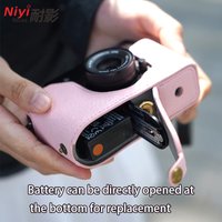 X-Half Protective Case PU Leather Retro Lychee Pattern Camera Half Case for Fujifilm X-Half Camera Bag Wrist Shoulder Strap