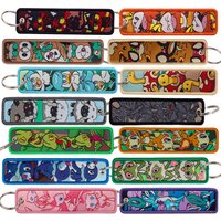Cute Anime Game Key Fobs Holder Embroidery Key Tag Keychain for Motorcycles Women Men Key Ring Jet Tag Accessories Gifts