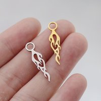 3pcs Punk Flame Fire Metal DIY Tassels Earring Bracelets Charms for Jewelry Making Stainless Steel Pendant Totem diy Accessories