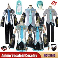 Anime Vocaloid Cosplay Japan Midi Dress Beginner Miku Female Outfit Costume Headwear Christmas Party Male Cos Wig Fullset Cloth