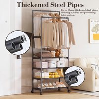 AliExpress NONE Metal Clothes Rack Double Rads Clothing Rail for Bedroom Portable Storage Shelf