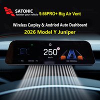 SATONIC 966pro 9.66 Inch Dasbhoard Screen for Tesla 2026 Model Y Juniper YL Support Wireless Carplay & Andriod Auto Navigation