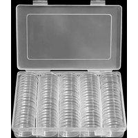 100pcs Transparent Plastic Coin Container Box 25mm Coin Storage Capsules Holder