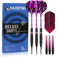 Huanqu 16g 3-Piece Set in Pink and Purple Series, Includes Dart Wings, Spare Safety Dart Tips, Electronic Dart Board Accessories, Complete Dart Equipment for Adults, Home, Bar, and Game Room, Pink and