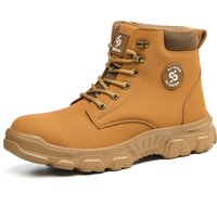 Men's Safety Shoes Steel Toe Anti- Crush Resistant Kevlar Outdoor Work Boots Lightweight Mid-Cut Boots for Industrial Use
