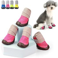 Breathable Mesh Small Dog Shoes, Anti-Slip Rubber Sole, Adjustable Paw Protectors for Hot Pavement, Walking Running Boots Summer