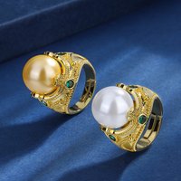 Crown Gold White Pearl Adjustable Engagement Ring Women's Jewelry New Spring 2023 New Products Luxurious Party Cocktail Gift