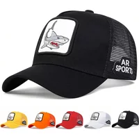 Unisex Shark Patch Embroidery Baseball Net Caps Adjustable Casual Hats Spring and Summer Outdoor Sunscreen Hat