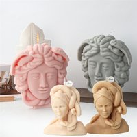 3D Silicone Women Snake Hair Sculpture Candle Making DIY Craft Decoration Tool Bust Human Figure Face Soy Wax Medusa Gorgon Mold