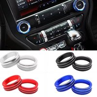 2PCS Aluminum Center Console for Ford Mustang 2015-2020 Volume Tuning Knob Switch Trim Ring Protective Cover Car Accessories