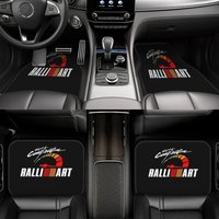 Set Of 4 Ralliart Car Floor Mats Made From Sturdy Polyester Fiber, Featuring A Fun Design With Red And White Stripes Along With