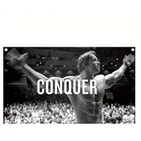 3x5 Ft Arnold Schwarzenegger Conquer Gym Flag Any Size Motivation Body Building Wall Hanging Decoration Flag Home Decor Items