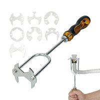 Sink Drain Wrench Multifunctional Plumber Installation Tool With 7 Interchangeable Die Heads Tight Space Faucet Wrench Hand tool