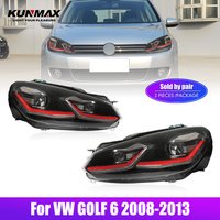 2 Stück LED-Autoscheinwerfer-Set für VW GOLF 6 2008-2013 Frontscheinwerfer DRL Blinker Scheinwerfer Plug-and-Play Zubehör