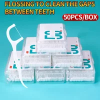Palitos de plástico descartáveis, fio dental, com caixa separada, para limpeza entre os dentes, cuidados bucais, 150pcs