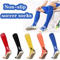 Long Tube Anti-Slip Soccer Socks Knee High Adults Kids Silicone Suction Cup Towel Bottom Football Hockey Grip Socks Extra Size