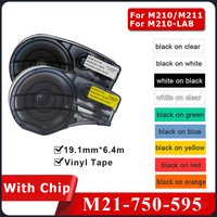 (With Chip) 1PCS Compatible M21-750-595 19.1mmx6.4m(0.75"x21') Self-adhesive Vinyl Label Compatible BRADY M210 M211 M210-LAB