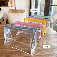 Transparent Visible Nylon Mesh Bag Student Exam Stationery Zipper Storage Bags Simple Large Capacity Portable Student Supplies