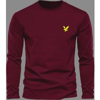 100% pure cotton men's long sleeved round neck loose gold eagle pattern printed spring and autumn casual versatile T-shirt top