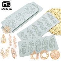 Meibum Cake Lace Mat Bakeware Leaves and Fruit Design Fondant Cake Moulds Sugar Craft Silicone Molds Dessert Decorating Tools