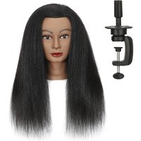 100% Animal Hair African Premium Mannequin Head and Free Fixture Bracket for Manikin Doll Styling Braiding Hairstylist Training