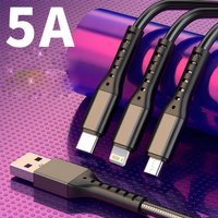 3 in 1 USB Fast Charging Cable Type C Micro IOS Multi Charger Cable for IPhone Samsung Xiaomi Redmi Oppo Braided Cord Usb 3 En 1