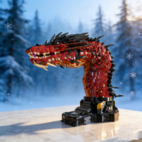 5421pcs MOC Hobbit Lord Rings Fire Dragon Bust Inspired Smaug Toy Model Building Blocks Christmas Gifts Construction Idea