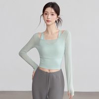 Yoga Clothes Autumn and Winter Sports Tops with Chest Pads Tight-fitting Slimming Long-sleeved Stylish Training Fitness Gym Top