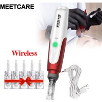 MEETCARE Derma Pen with 5 Speed Adjust Wireless Microneedle or Bayonet Cartridge Needle Beauty Microneedling Skin Care Tool