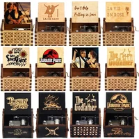Hotsale 58 styles Anime Antique carved Wooden Hand Crank Music Box figure Christmas Birthday Gift Home Decoration
