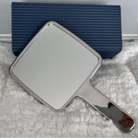 Portable Electroplated Handle Makeup Mirrors Round Hand HD Beauty Make Up Mirror Small Single-sided Cosmetic Mirror Women