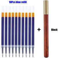 1+10Pcs Vintage Wood Body Ballpoint Pens Rollerball Pen Brass Ball Roller Pen Metal Pens School Office Writing Stationery