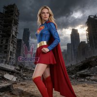 Red Woman Superhero Cosplay Costume Bodysuit Cloak Full Set 3D Printed Elastic Jumpsuit Cape Supergirl Halloween Battle Suit
