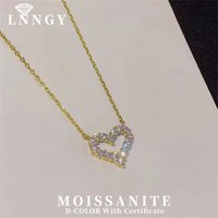Lnngy Certificated 1.5MM Moissanite Necklace 14K Gold Filled Heart Shape Pendant Necklace for Women Korean INS Jewelry Gift
