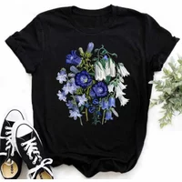 New 90’s Women's T-shirt Fashion Flower Print Clothing Women T Shirt Harajuku Floral Graphic Short Sleeve Clothing Women's Top