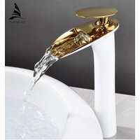 Basin Faucets Modern White Bathroom Faucet Waterfall Faucets Single Hole Cold and Hot Water Tap Basin Faucet Mixer Taps 855924