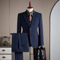 High-End Wool Suit Set for Men, Fashionable and Stylish Business Casual Three-Piece Suit, Tencel Suit, Groom's Wedding Dress