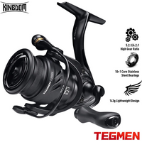 Kingdom Tegmen 5.2:1 6.2:1 High Speed Gear Ratio Spinning Fishing Reels light to 143g Carbon 9kg Max Drag 10+1 Bearing Quantity