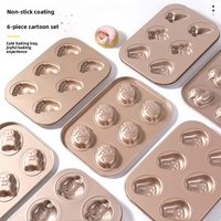 Cartoon 6-Cavity Non-Stick Baking Mold Old Fashioned Oven Baking DIY Cookie Cutter Cake Molds Kitchen Cooking Tools