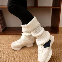 Y2K Solid Knitted Leg Warmer Japanese Warm Socks Kids Stacked Leggings JK Spicy Girl Ballet Socks Lolita Stockings Autumn Winter