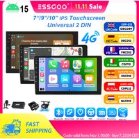 ESSGOO 7"/9"/10" Android15 8-Core 6+128G Autoradio Drahtloses Carplay GPS Navi BT AM FM RDS WIFI QLED Touchscreen 4G LTE SWC 2 DIN
