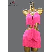 Girls Latin Dance Dress Competition Sexy Womens Ballroom Party Clothing Prom Costumes Ladies Sport Suit Short Prom Practice Wear