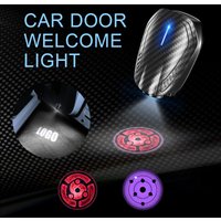 2PCS For 2 Door Anime Evil Eye Logo USB Rechargeable Car Door LED HD Courtesy Welcome Lights For All Creative Car Decorations